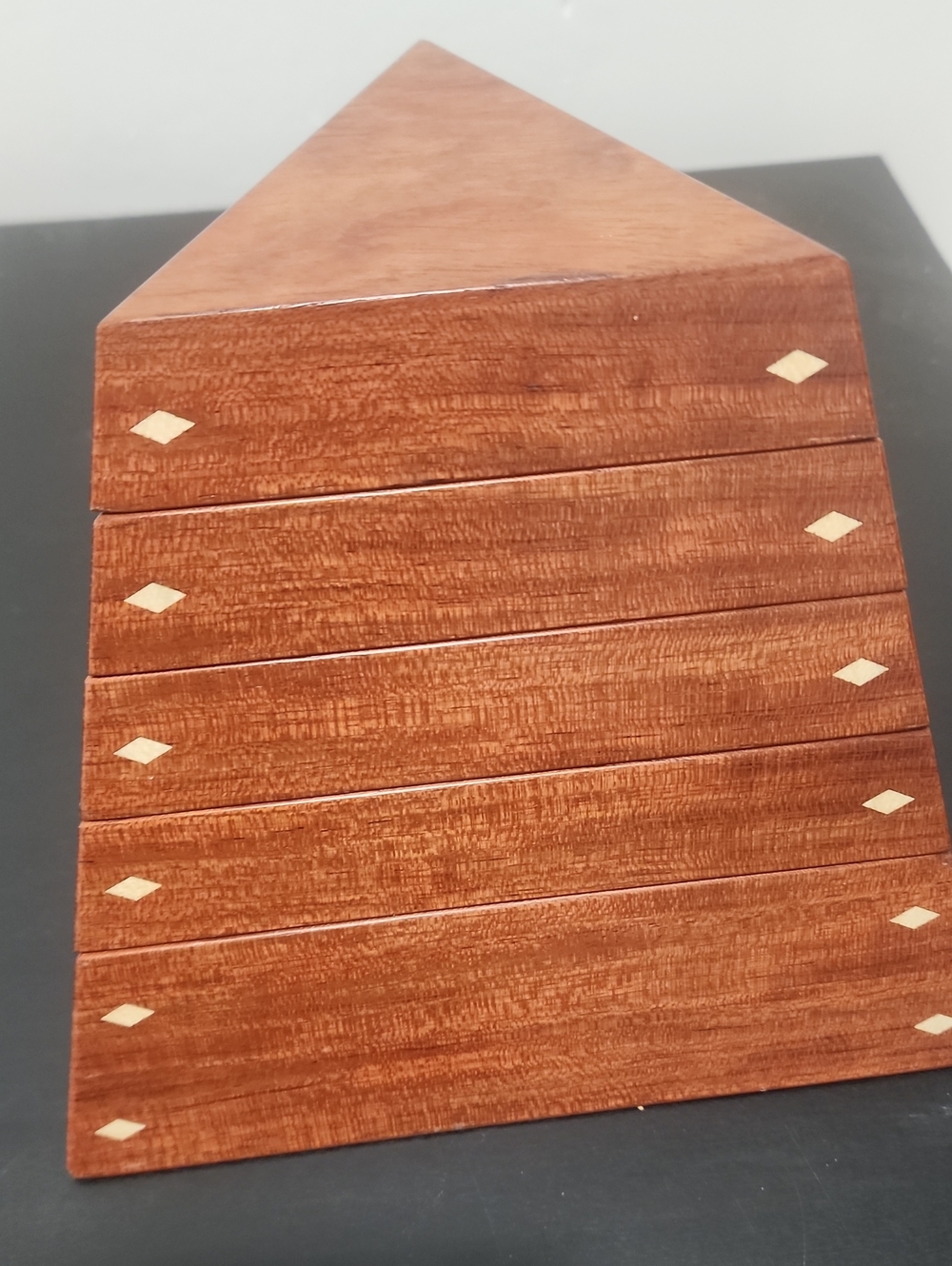 Watson Woodworks Handcrafted Triangular Wooden Jewelry Box With Secret Drawer
